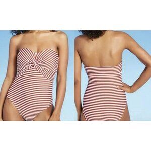 Kona Sol SMALL 4 6 Women's  Bandeau One Piece Swimsuit Medium Coverage Swim *T8